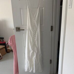 H&M White Eyelet Button-Front Slip Dress